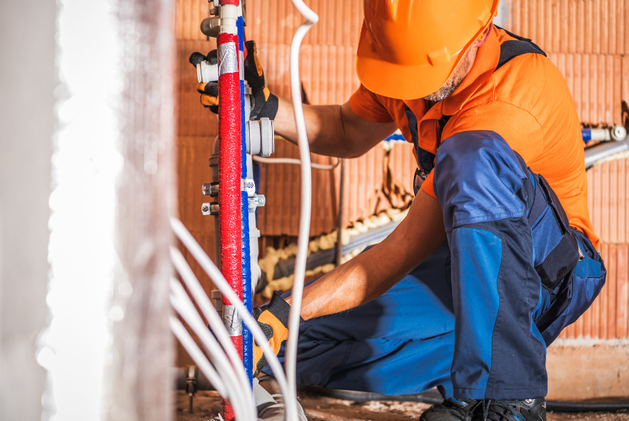 plumber installing water supply